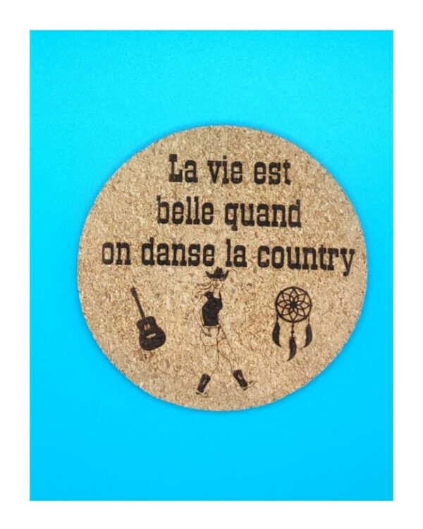 Sous-verre personnalisé en liège – Country