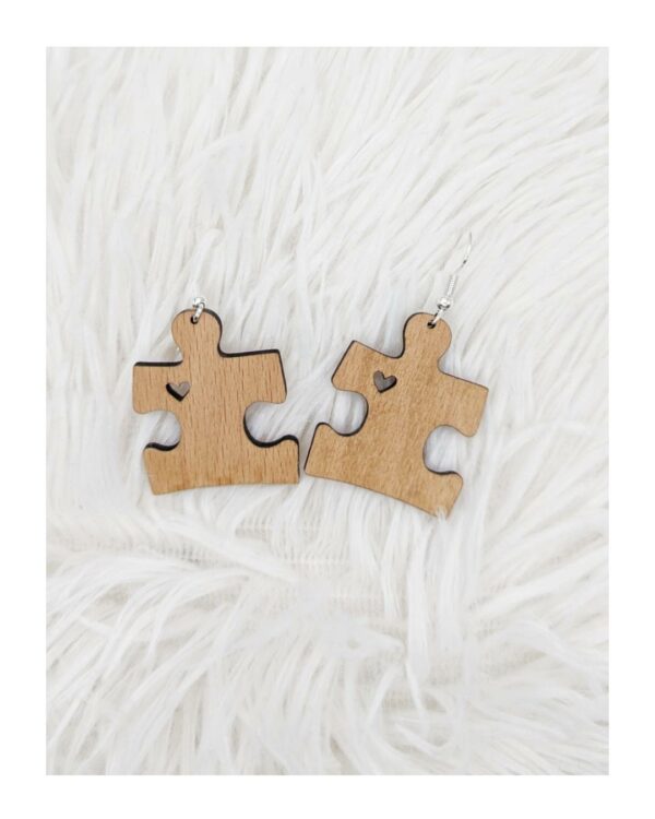 Boucles d'oreilles en bois - Puzzle