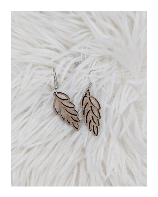 Boucles d'oreilles en bois - Feuille