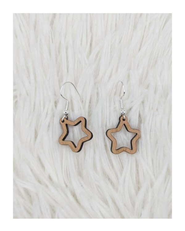 Boucles d'oreilles en bois - Étoile