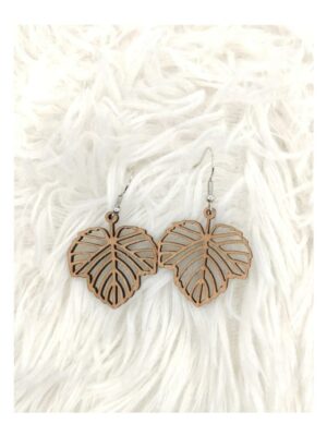 Boucles d'oreilles en bois - Feuille