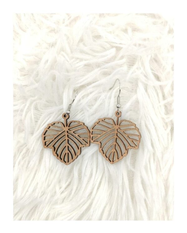 Boucles d'oreilles en bois - Feuille