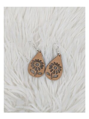 Boucles d'oreilles en bois - Tournesol