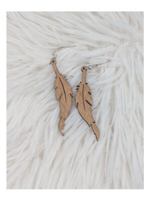 Boucles d'oreilles en bois - Plume