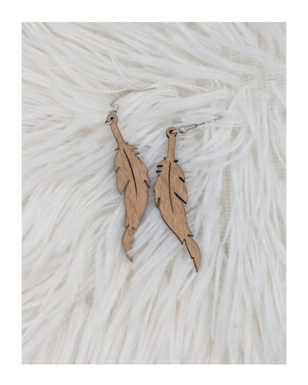 Boucles d'oreilles en bois - Plume