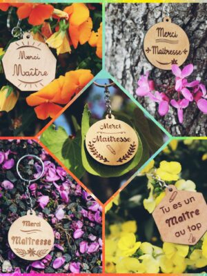 Porte-clés en bois personnalisé - École